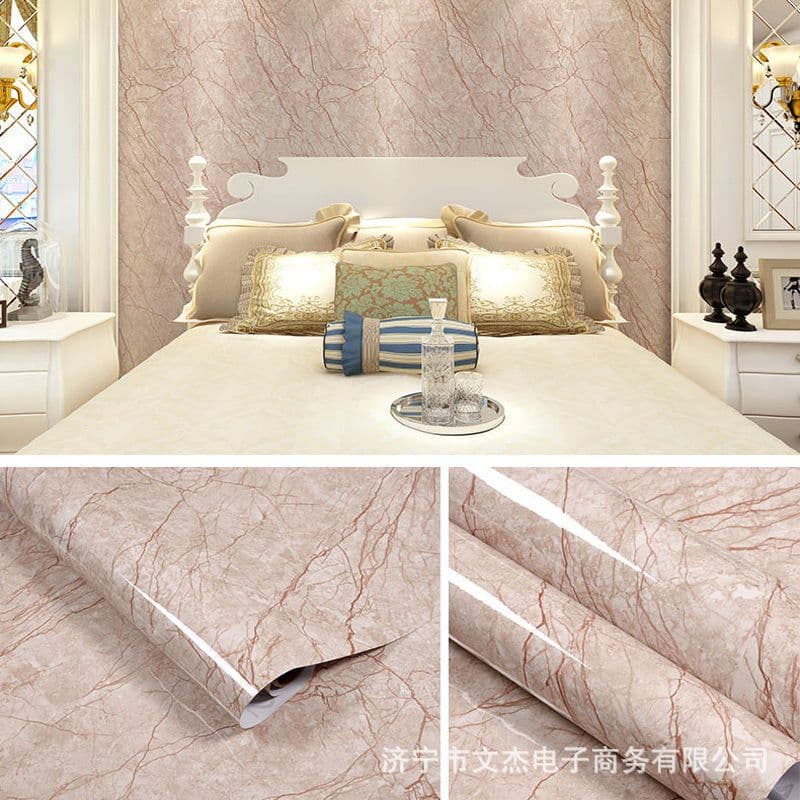image-Marble Pattern Waterproof Self-Adhesive Kitchen Wallpaper Sticker