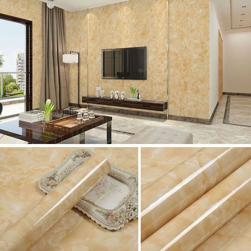 image-Marble Pattern Waterproof Self-Adhesive Kitchen Wallpaper Sticker