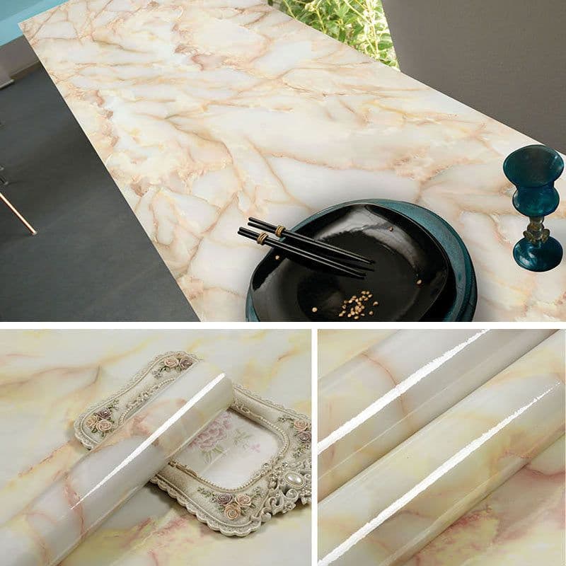 image-Marble Pattern Waterproof Self-Adhesive Kitchen Wallpaper Sticker