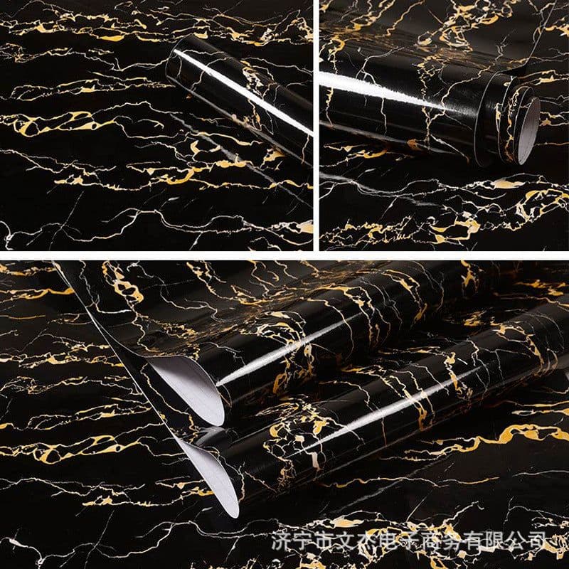 image-Marble Pattern Waterproof Self-Adhesive Kitchen Wallpaper Sticker