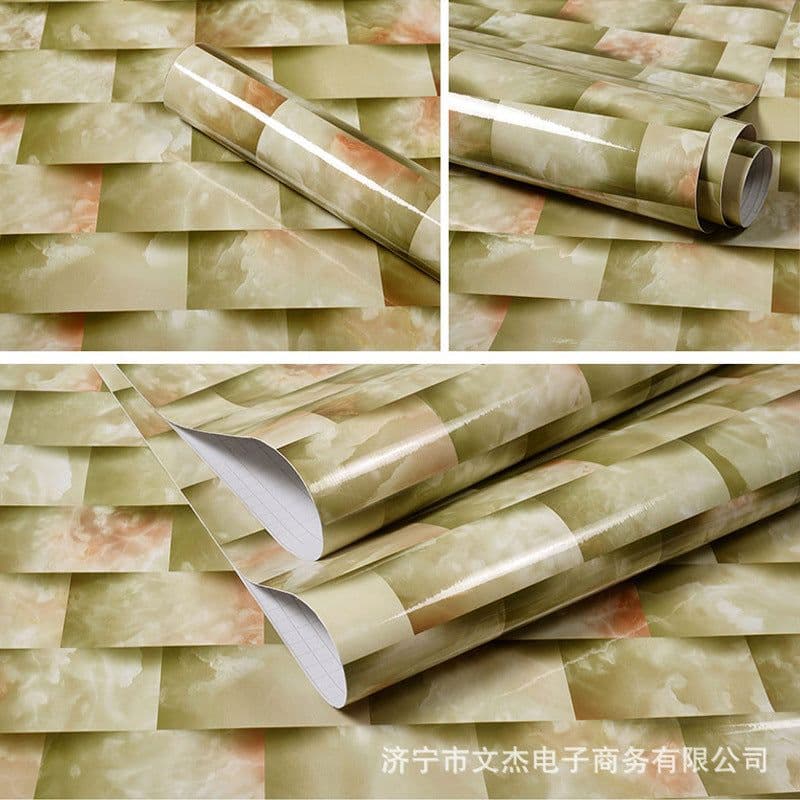 image-Marble Pattern Waterproof Self-Adhesive Kitchen Wallpaper Sticker