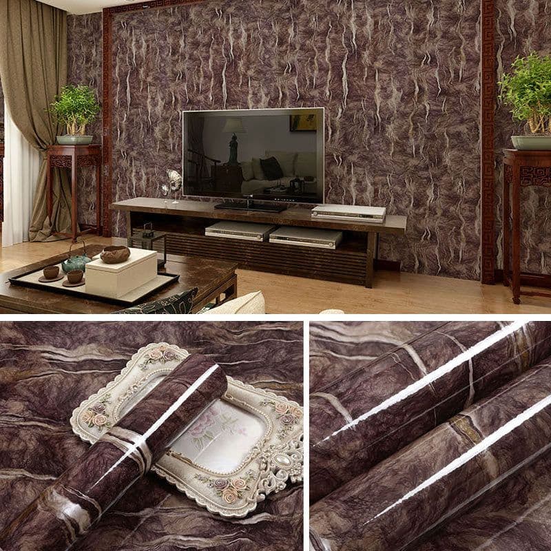 image-Marble Pattern Waterproof Self-Adhesive Kitchen Wallpaper Sticker
