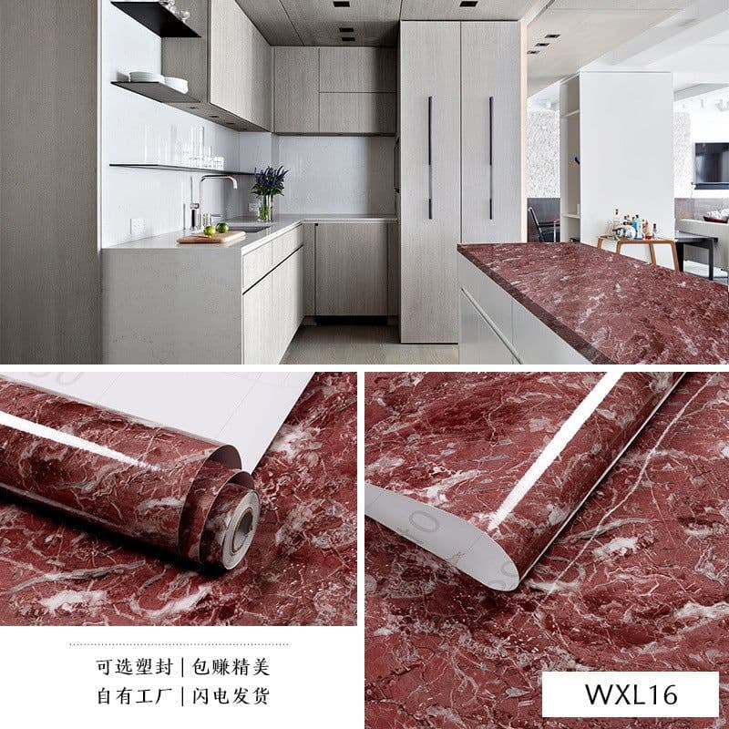 image-Marble Pattern Waterproof Self-Adhesive Kitchen Wallpaper Sticker
