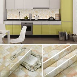 image-Marble Pattern Waterproof Self-Adhesive Kitchen Wallpaper Sticker