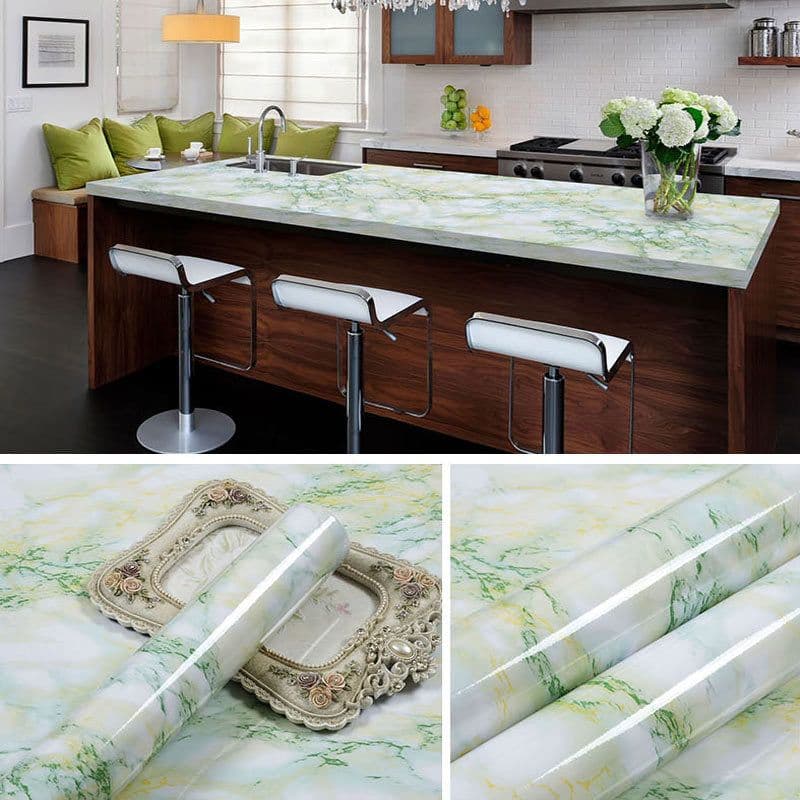 image-Marble Pattern Waterproof Self-Adhesive Kitchen Wallpaper Sticker