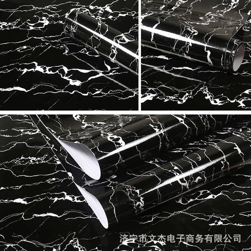 image-Marble Pattern Waterproof Self-Adhesive Kitchen Wallpaper Sticker