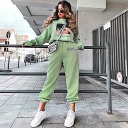 image-Women's Casual Cotton Sweatpants Elastic Waist Loose Fit