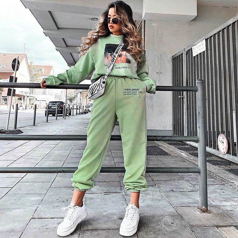 image-Women's Casual Cotton Sweatpants Elastic Waist Loose Fit