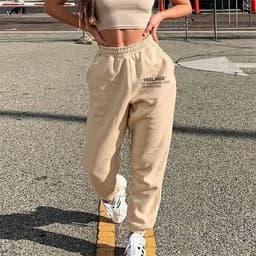 image-Women's Casual Cotton Sweatpants Elastic Waist Loose Fit