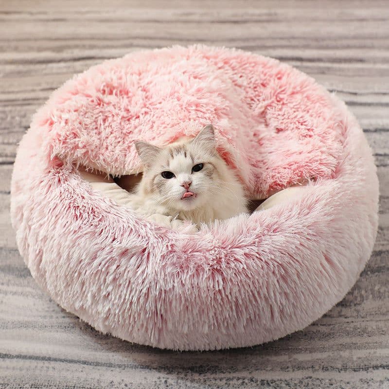 image-Cat Bed Plush Semi-Enclosed Winter Warm Pet Nest with Electric Blanket