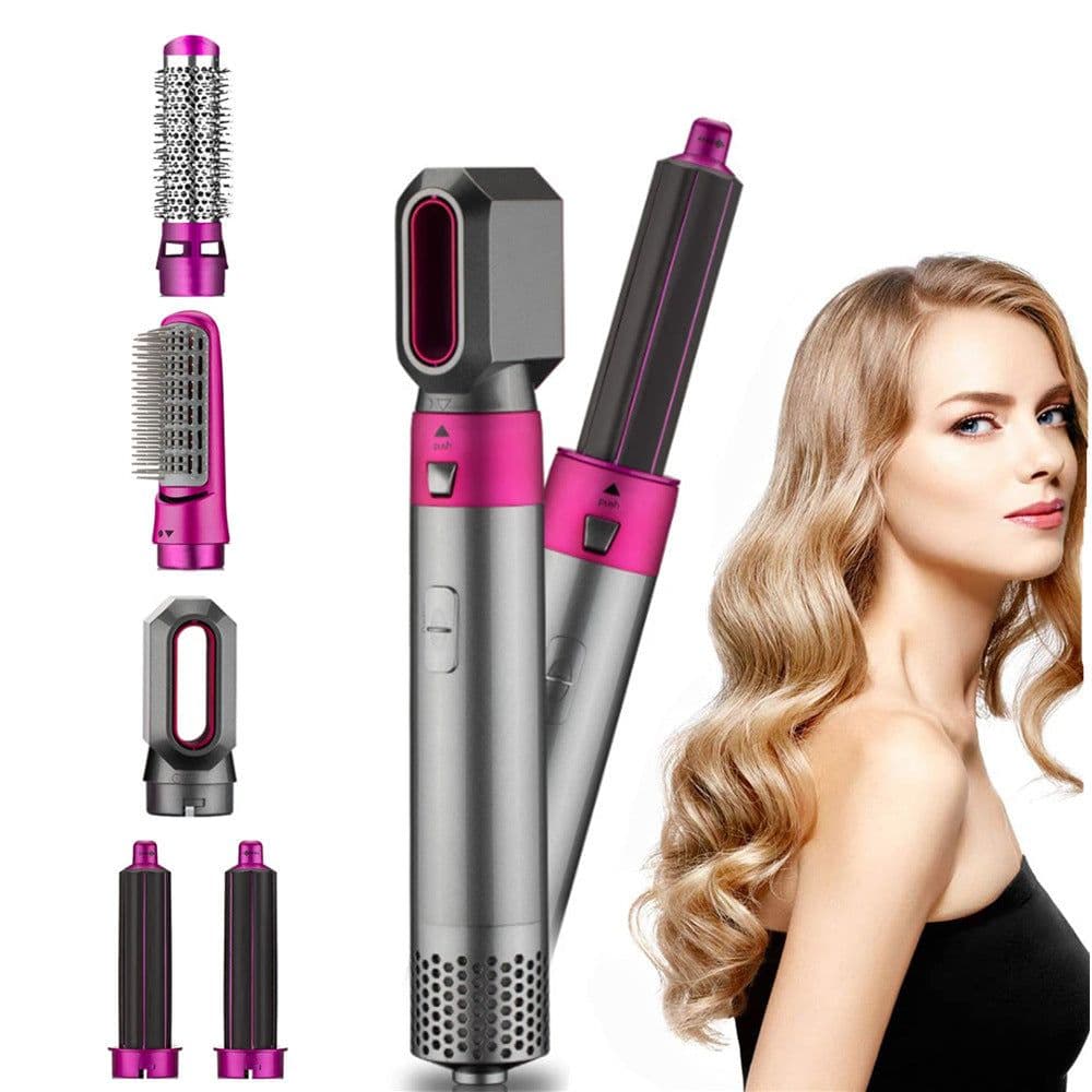 image-5-in-1 Hot Air Comb Automatic Hair Curler Straightener Black Tourmaline