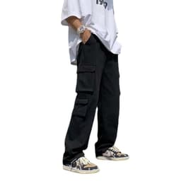 image-Men's Korean Style Multi-Pocket Cargo Overalls Straight Leg Pants