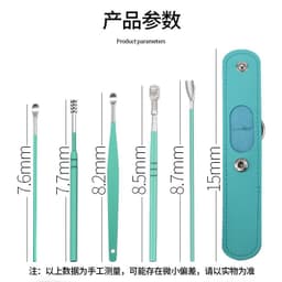 image-Stainless Steel Ear Pick Spoon 6-Piece Set with Portable Case