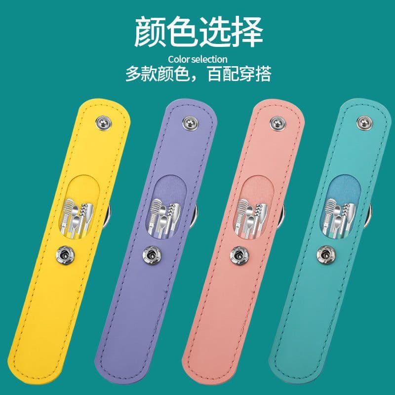 image-Stainless Steel Ear Pick Spoon 6-Piece Set with Portable Case