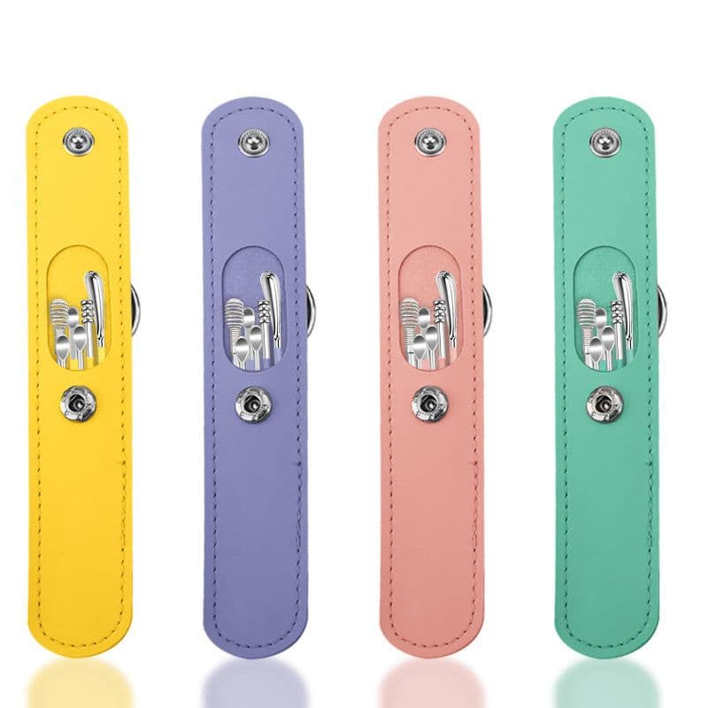 image-Stainless Steel Ear Pick Spoon 6-Piece Set with Portable Case