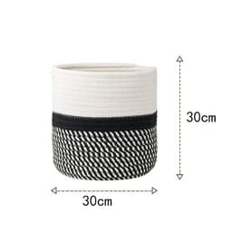 image-Cotton Rope Woven Storage Basket Round Flower Pot Organizer