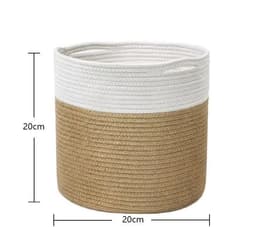 image-Cotton Rope Woven Storage Basket Round Flower Pot Organizer