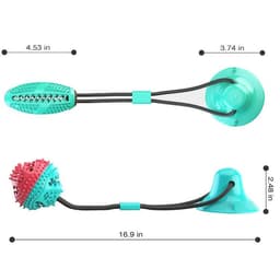 image-Chico TPR Suction Cup Dog Chew Toy with Teeth Cleaner Rugby