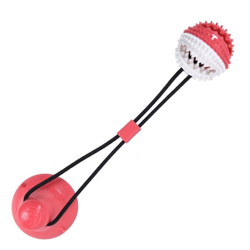 image-Chico TPR Suction Cup Dog Chew Toy with Teeth Cleaner Rugby