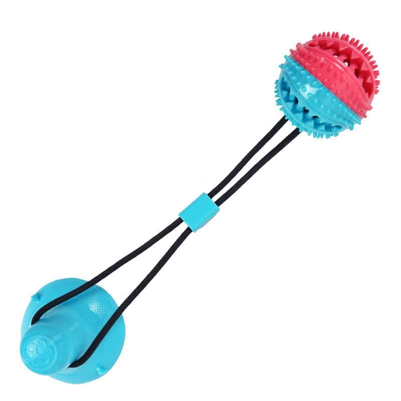 image-Chico TPR Suction Cup Dog Chew Toy with Teeth Cleaner Rugby