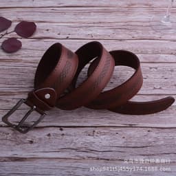 image-Men's Watch Brown Textile Strap Gift Set with Pen Wallet Keychain