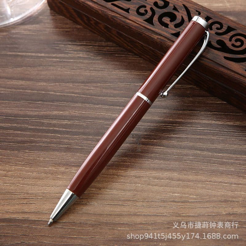 image-Men's Watch Brown Textile Strap Gift Set with Pen Wallet Keychain