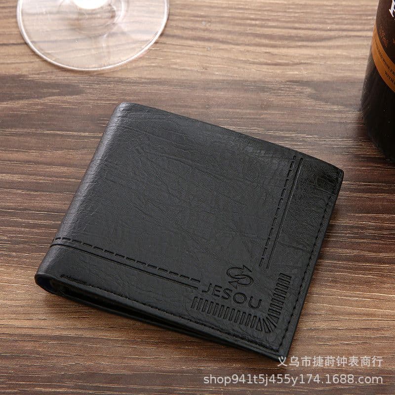image-Men's Watch Brown Textile Strap Gift Set with Pen Wallet Keychain