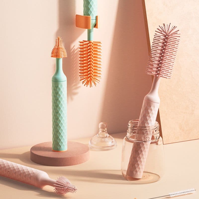 image-Medile Electric Rotating Baby Bottle & Nipple Brush Set Silicone
