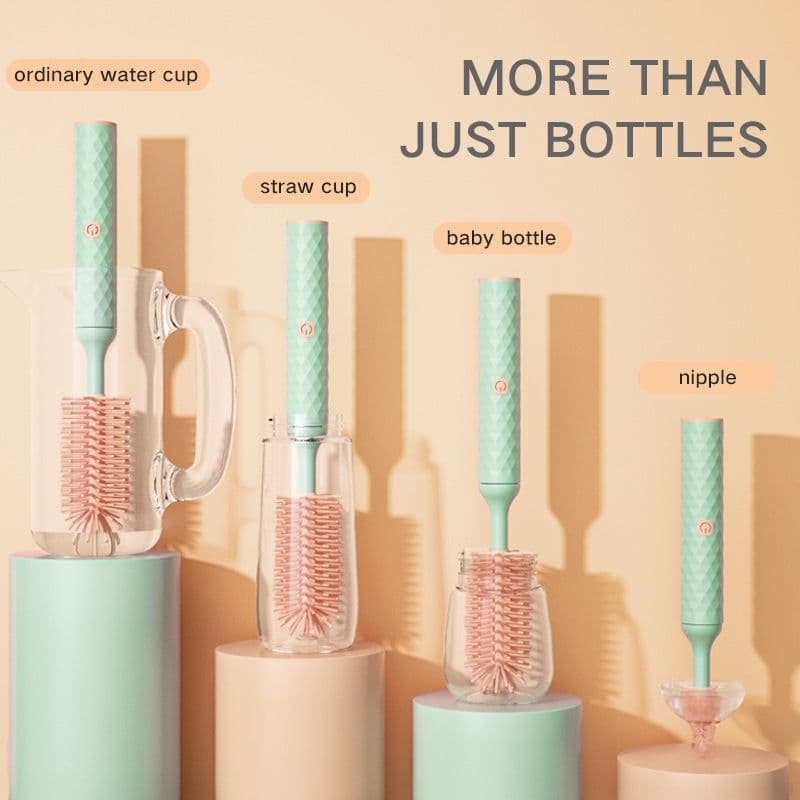 image-Medile Electric Rotating Baby Bottle & Nipple Brush Set Silicone