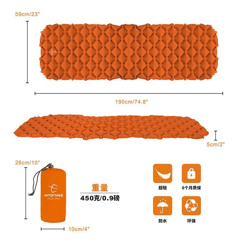 image-HITORHIKE TPU Inflatable Sleeping Pad 190x59x5cm Outdoor Camping Mat