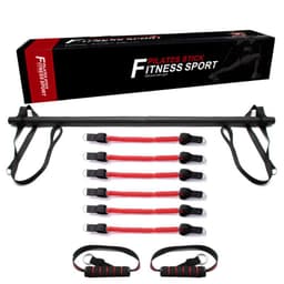 image-Pilates Resistance Stick with 6 Tubes - Yoga Fitness Training Bar