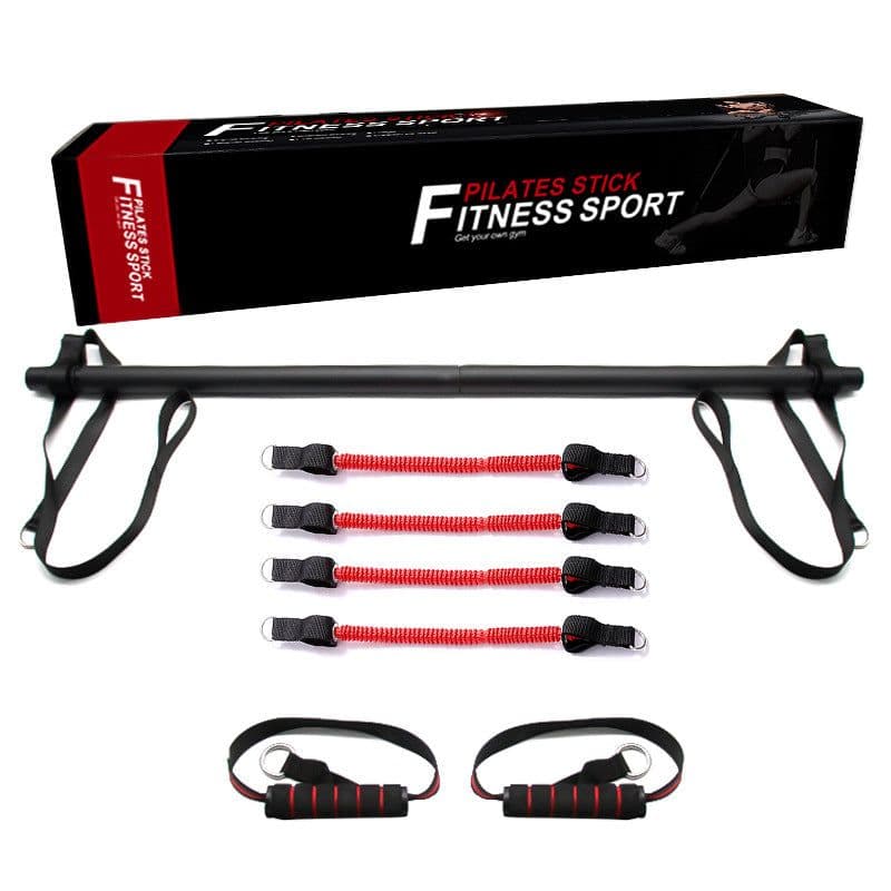 image-Pilates Resistance Stick with 6 Tubes - Yoga Fitness Training Bar