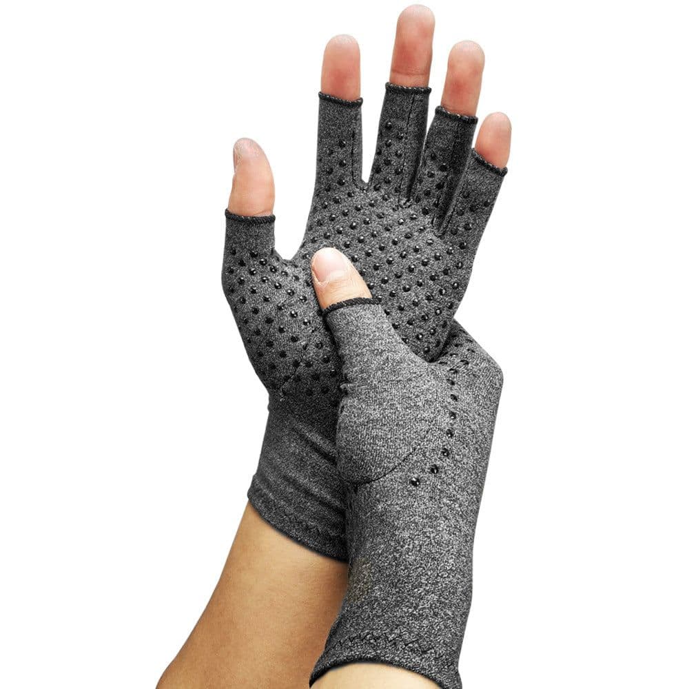 image-Copper Fiber Compression Gloves Half-Finger Anti-Slip Rehabilitation