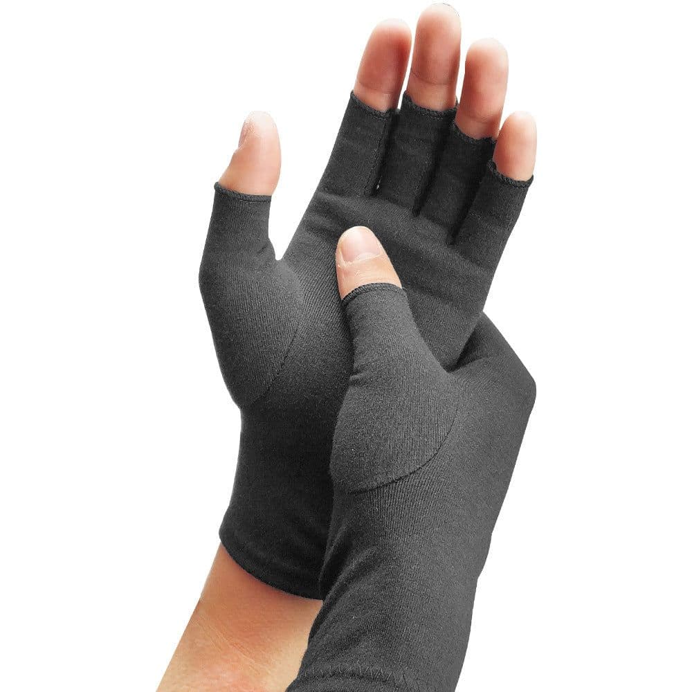 image-Copper Fiber Compression Gloves Half-Finger Anti-Slip Rehabilitation