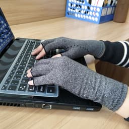 image-Copper Fiber Compression Gloves Half-Finger Anti-Slip Rehabilitation