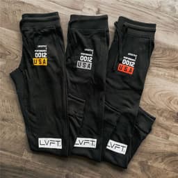 image-LIVE FIT Men's Cotton Sports Pants - Breathable Slim Fit Black Yellow