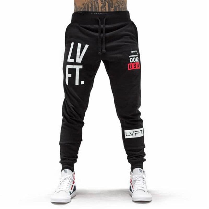 image-LIVE FIT Men's Cotton Sports Pants - Breathable Slim Fit Black Yellow