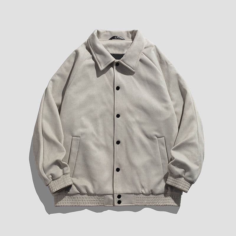 image-Morgrafs Men's Suede Jacket Lapel Single-Breasted Casual Coat