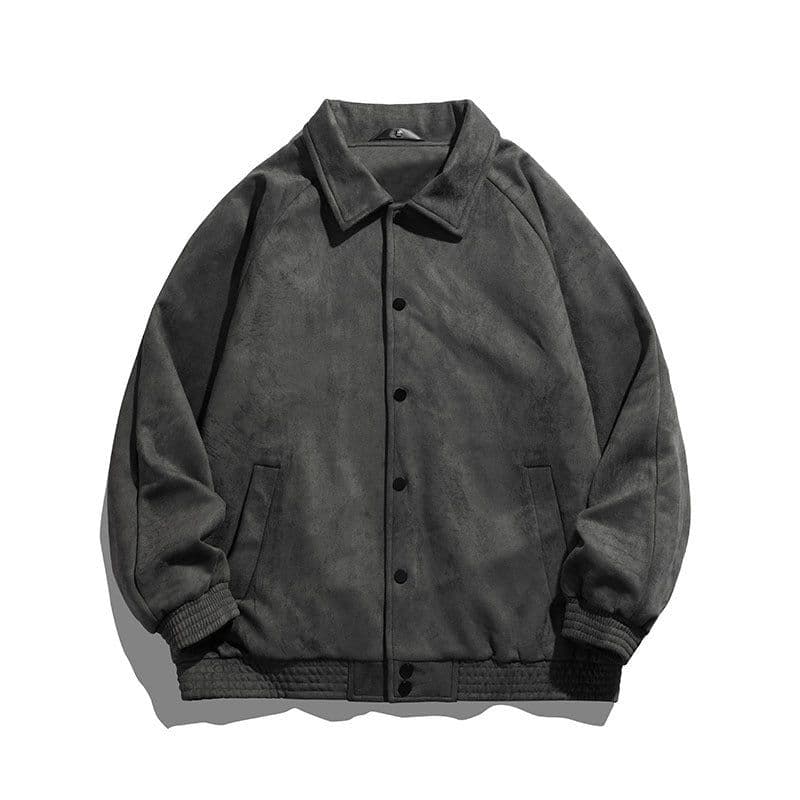 image-Morgrafs Men's Suede Jacket Lapel Single-Breasted Casual Coat