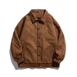 image-Morgrafs Men's Suede Jacket Lapel Single-Breasted Casual Coat
