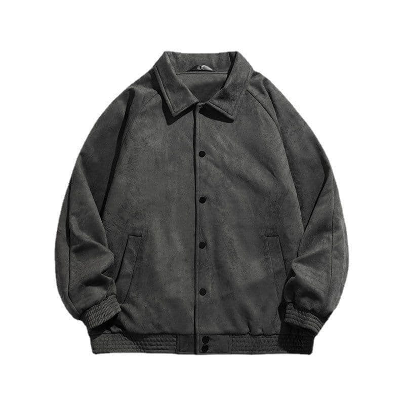 image-Morgrafs Men's Suede Jacket Lapel Single-Breasted Casual Coat