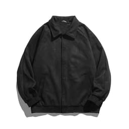 image-Morgrafs Men's Suede Jacket Lapel Single-Breasted Casual Coat