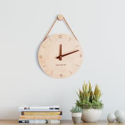 image-Wooden Wall Clock Nordic Style 10 Inch Round Decorative Clock