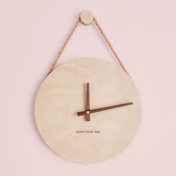 image-Wooden Wall Clock Nordic Style 10 Inch Round Decorative Clock
