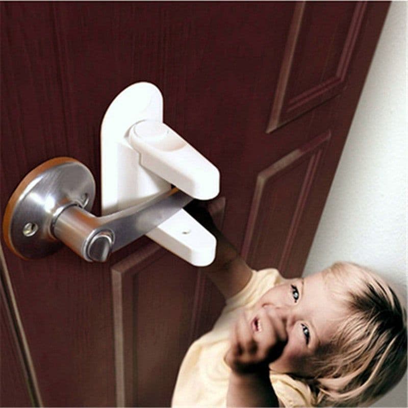 image-Child Safety Door Lever Lock 2-Pack ABS Anti-Theft Protection