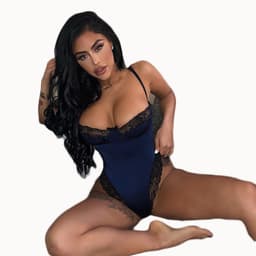 image-Women's Blue Lace Bodysuit Lingerie Polyester One-Piece Size L