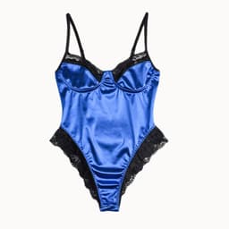 image-Women's Blue Lace Bodysuit Lingerie Polyester One-Piece Size L