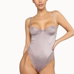 image-Women's Blue Lace Bodysuit Lingerie Polyester One-Piece Size L