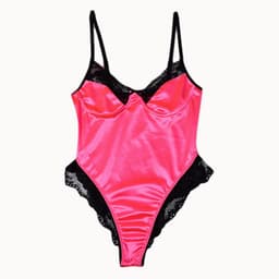 image-Women's Blue Lace Bodysuit Lingerie Polyester One-Piece Size L