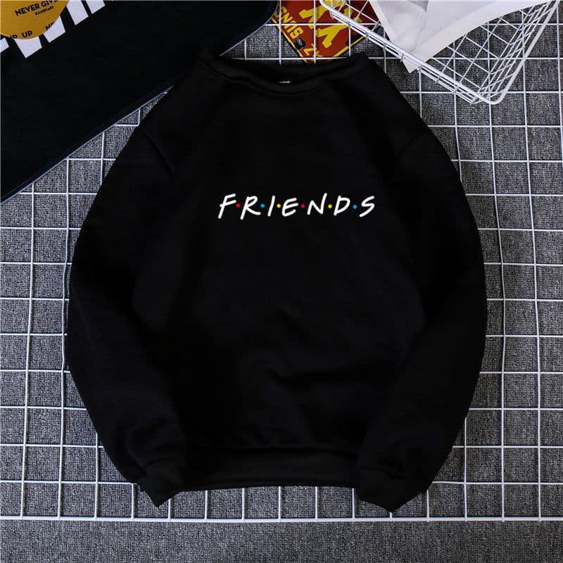 image-Women's Black Printed Fleece Sweatshirt Long Sleeve Round Neck